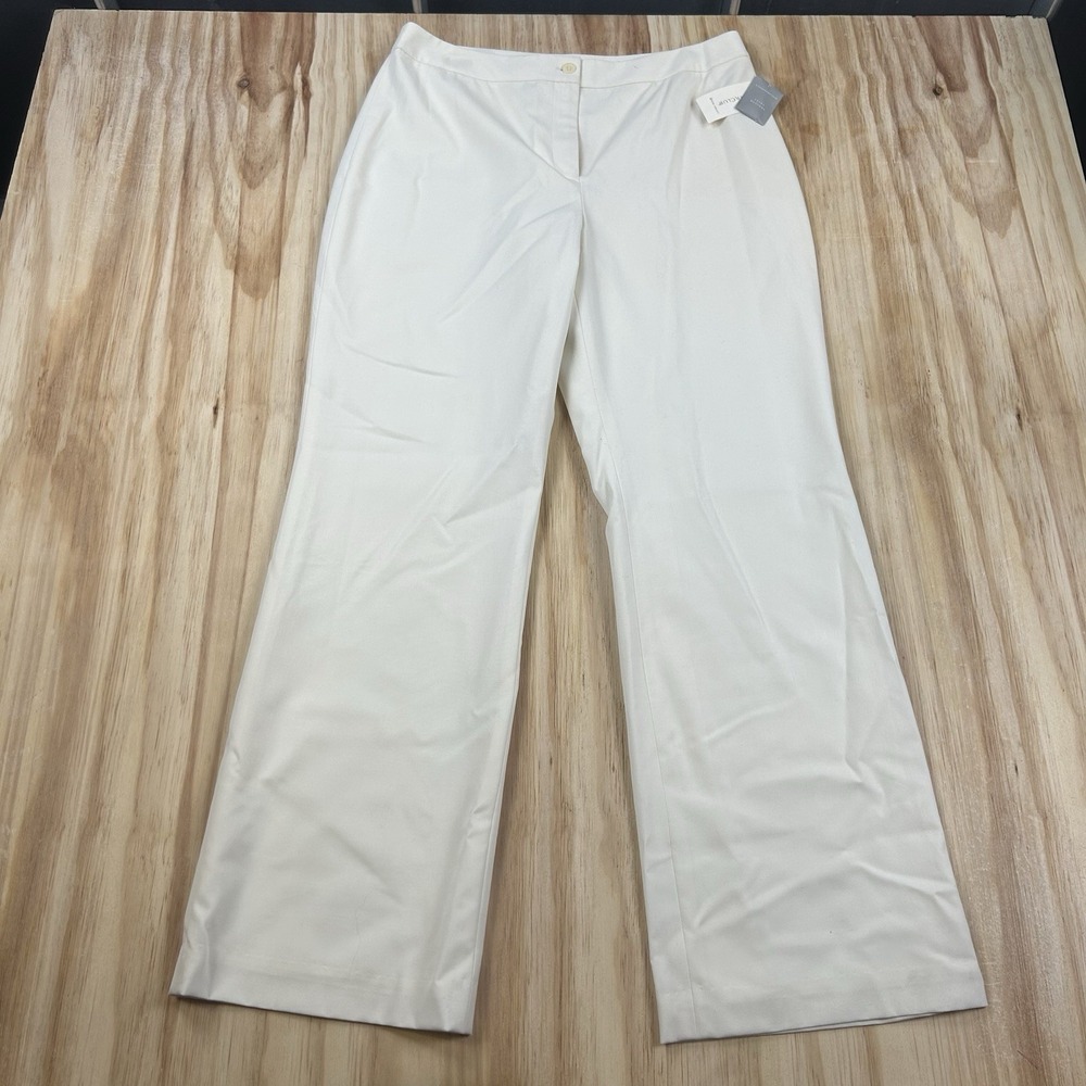 Charter Club Women's Katherine Fit Full Length Pants Ivory White NEW 12 Wide Leg